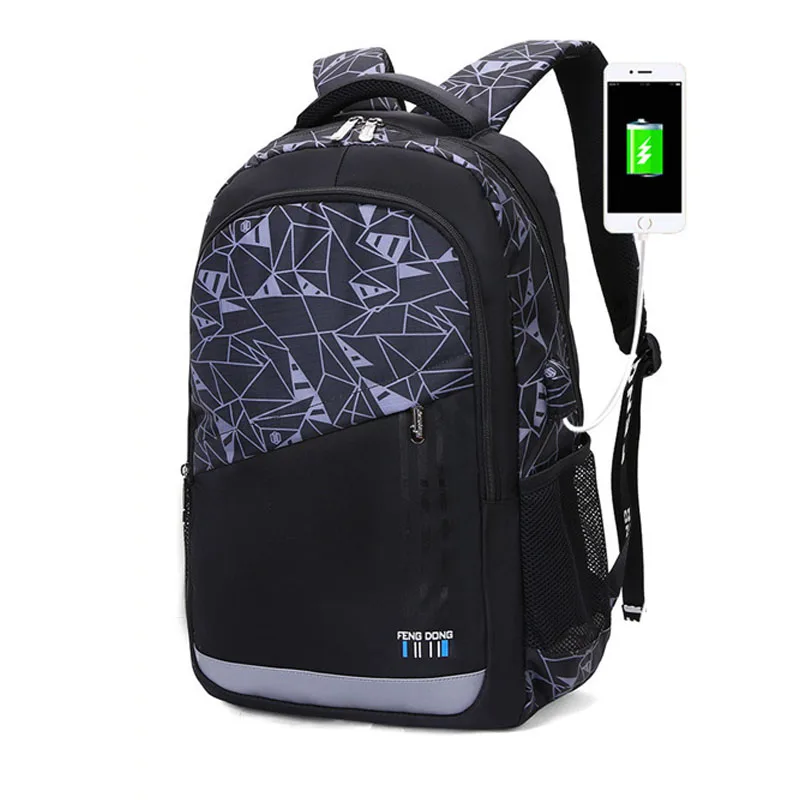 Boys School Bag with USB Charging Waterproof Large Kawaii Backpack Teenagers High School Back Pack Boys Student Bags Mochilas