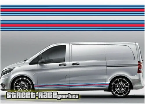 

For x2 Mercedes Vito Martini 001 side racing stripes vinyl graphics stickers