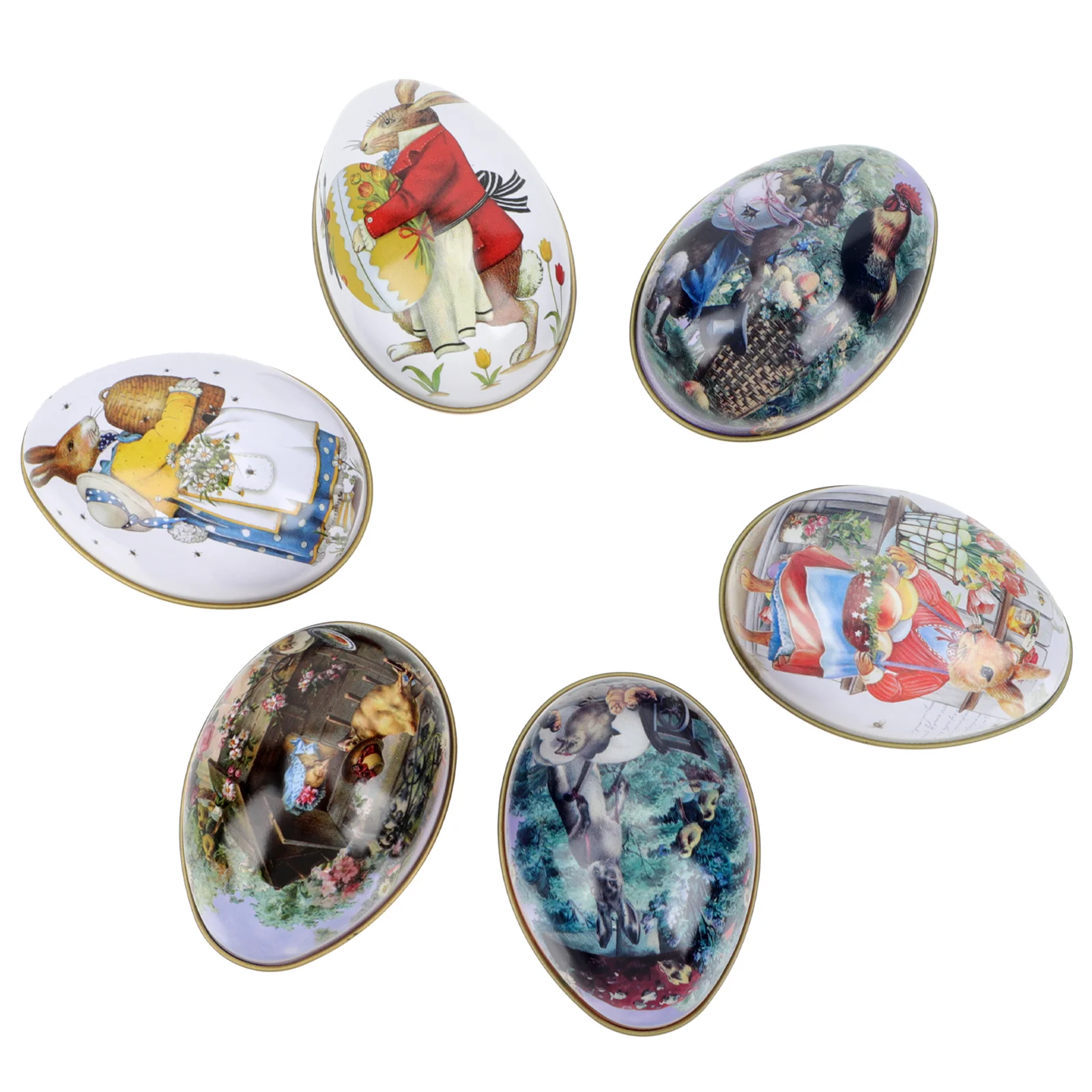 

Easter Box Tin Candy Tins Gift Boxes Cookie Metal Treat Wedding Tinplate Jar Favor Bunny Egg Empty Container Storage Tea Happy
