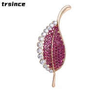 boutique personality leaf brooch women luxury suit sweater cardigan jacket accessories crystal brooch