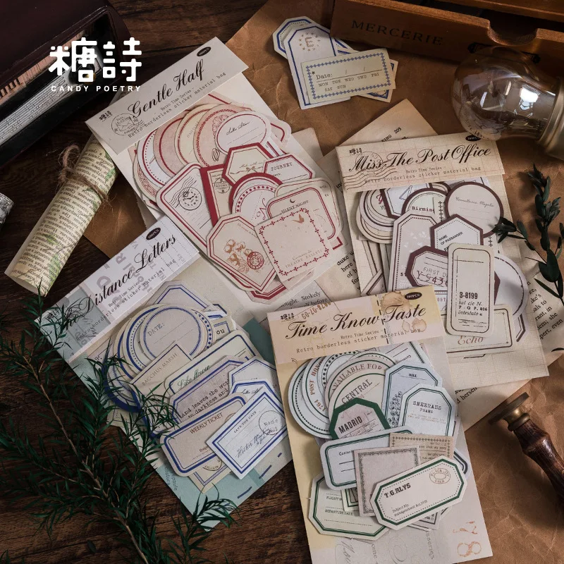 Наклейка в стиле ретро с простой каймой искусственная планета декоративные