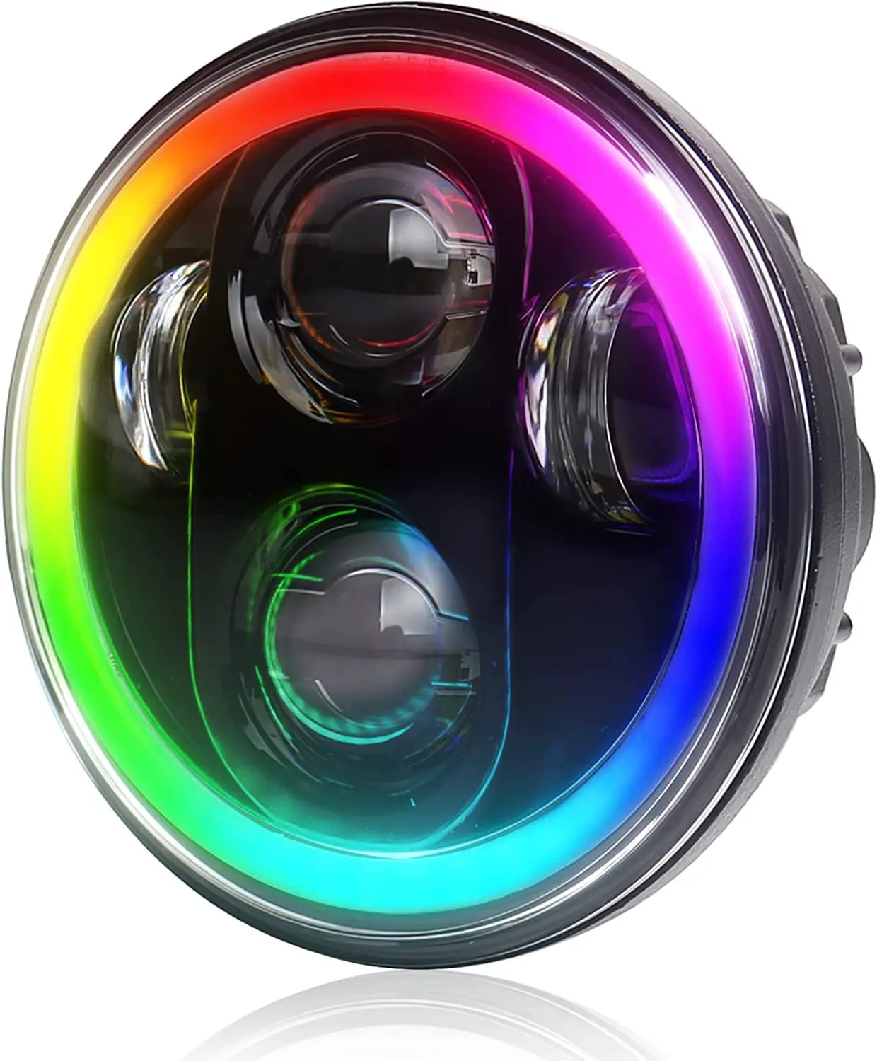 MOVOTOR 5,75 дюймов RGB 5 3/4 'светодиодная фара с RGB Halo -Bluetooth-дистанционное управление музыкальный Режим фара 1 шт. подходит для Harley