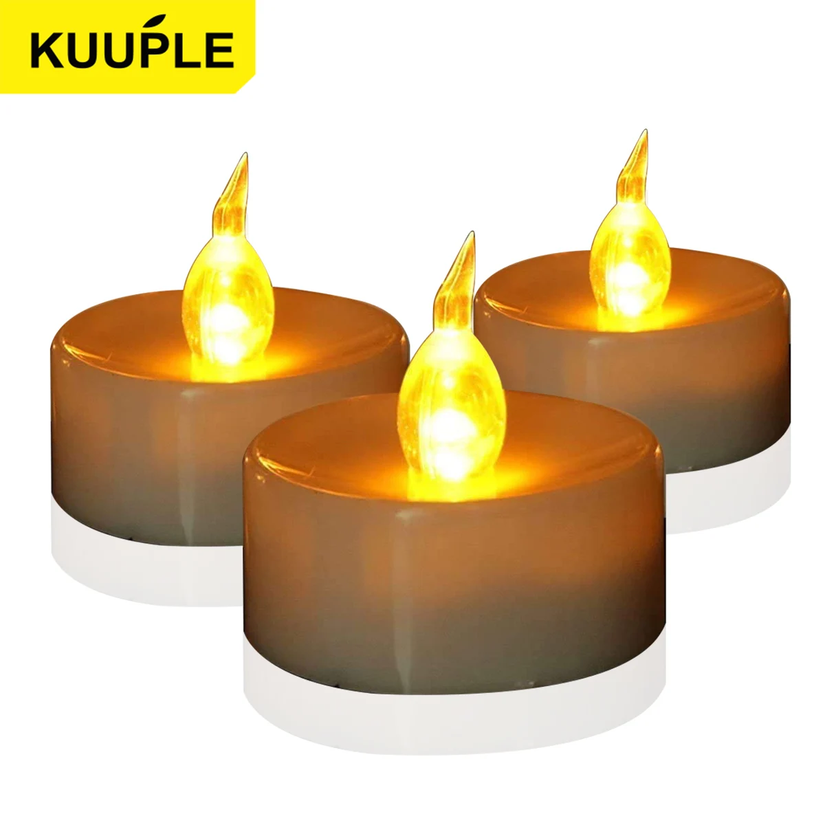 KUUPLE Flameless LED Candle Light Bright Battery Operated Tea Light with Realistic Flames Christmas Holiday Wedding Home Decor
