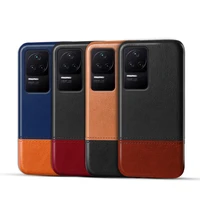 creative colorblock patch leather phone case hard pc material shockproof anti drop protection cover for xiaomi redmi k50 pro