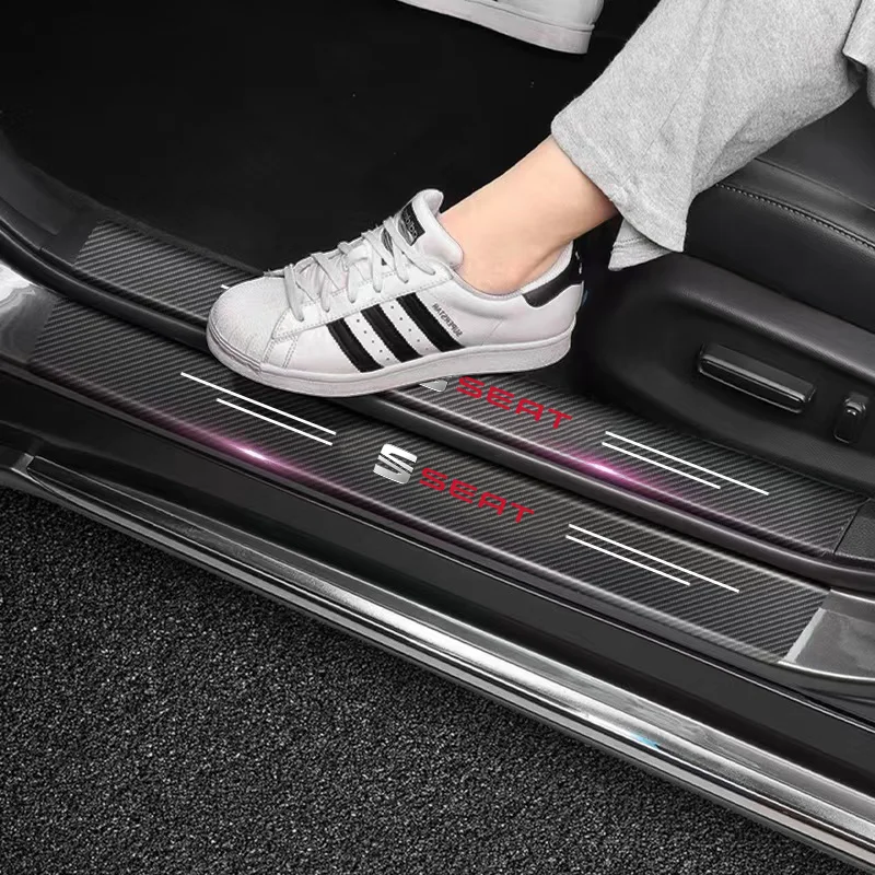 

For Seat TOLEDO Leon EXEO mk3 mk2 5f Ateca Altea Carbon Fiber Car Door Sill Threshold Stickers Decorative Decals Auto Styling