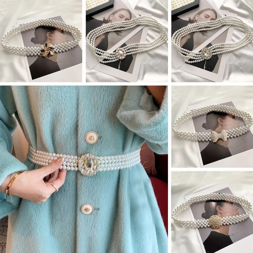 

For Dress Skirt Sweater Wedding Belt Rhinestone Thin Waistband Pearl Waist Chain Ladies Belt Waist Chain Waist Girdle