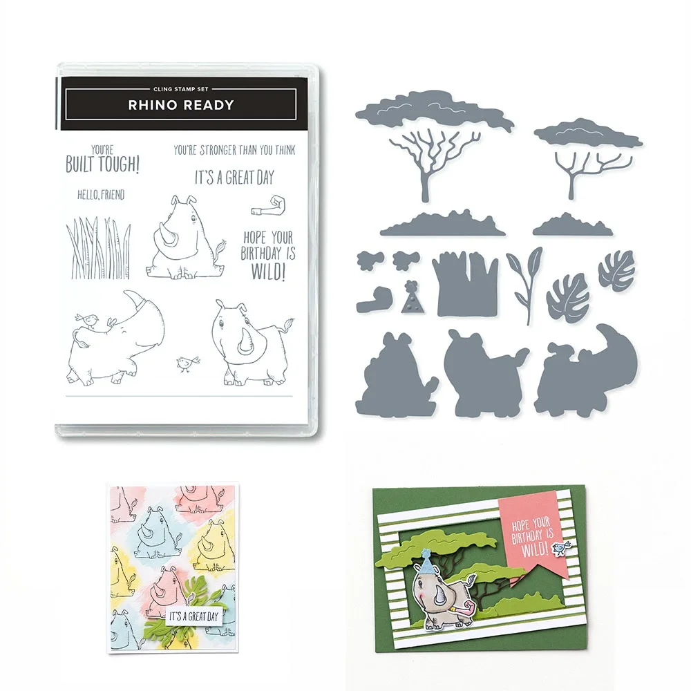 

New Cute Rhino Metal Cutting Dies Or Clear Stamps Scrapbook Diary Photo Albums Decoration Embossing Template Diy Greeting Card