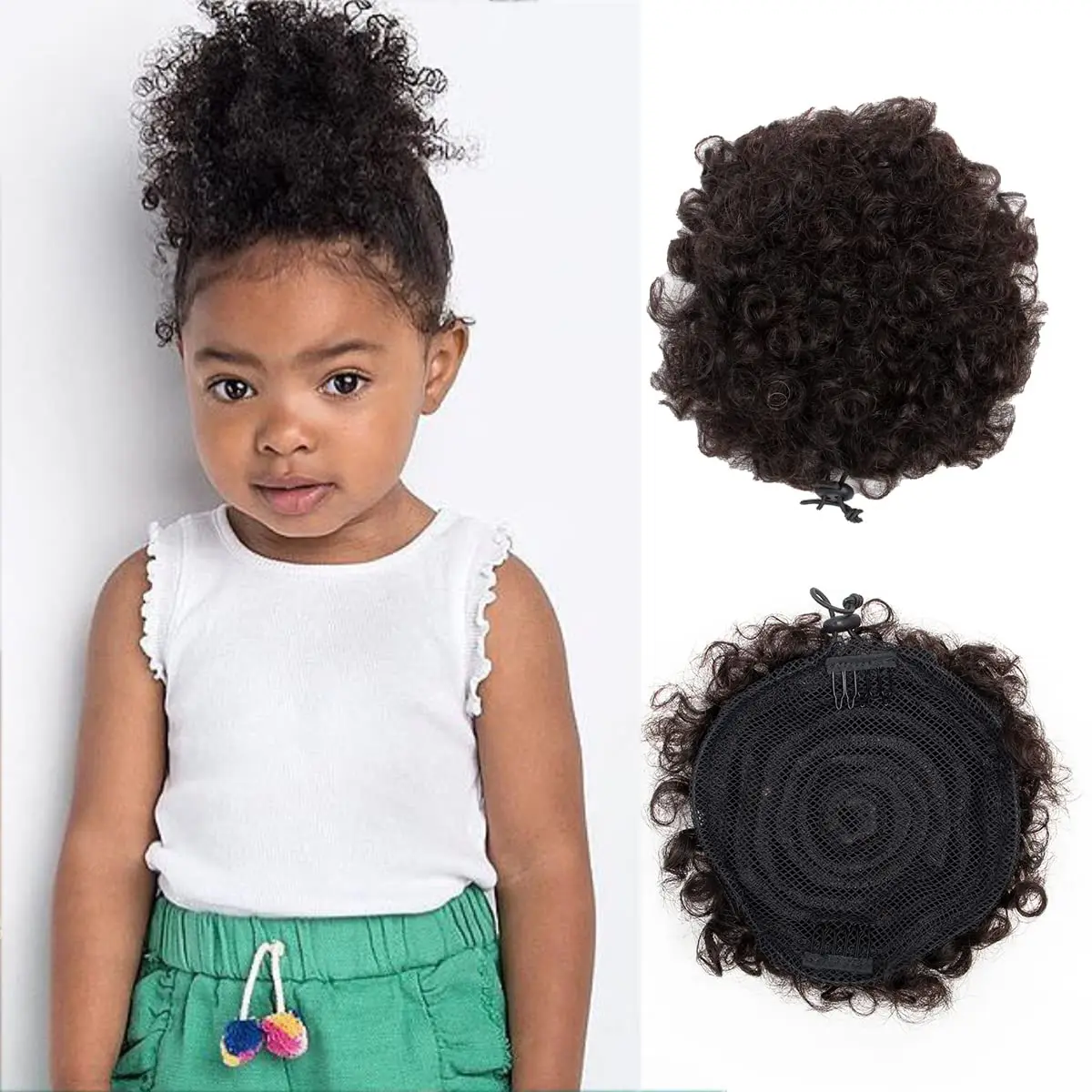

Короткий афро-пуховик из синтетических волос, кудрявый шиньон, шиньон для черных женщин, кулиска, хвост, кудрявые волосы для наращивания