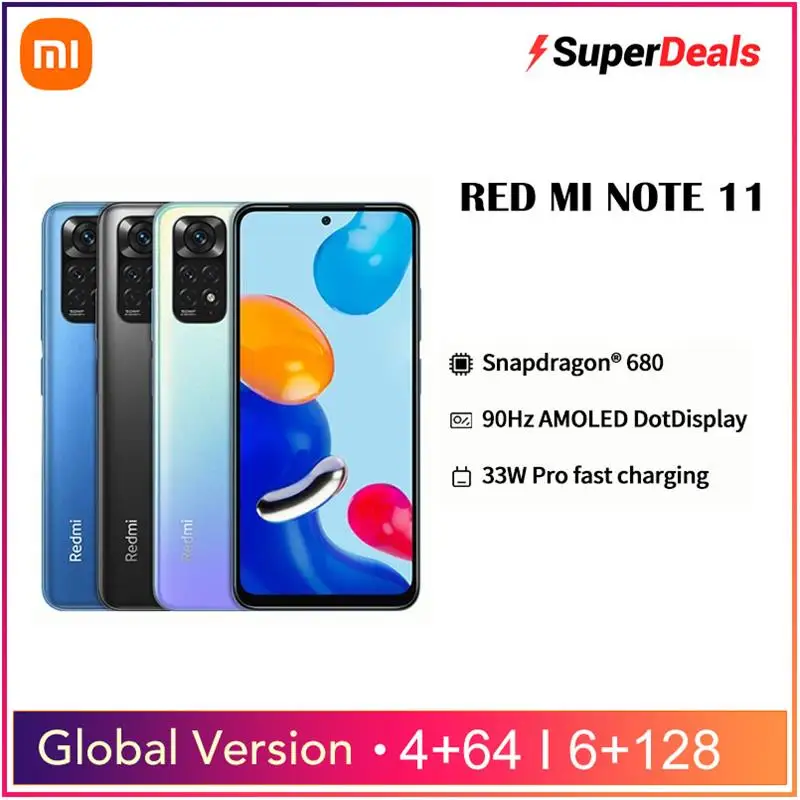 

[World Premiere] Global Version Xiaomi Redmi Note 11 Mobile 64/128GB Snapdragon 680 Octa Core 33W Pro Fast Charging 50MP Camera