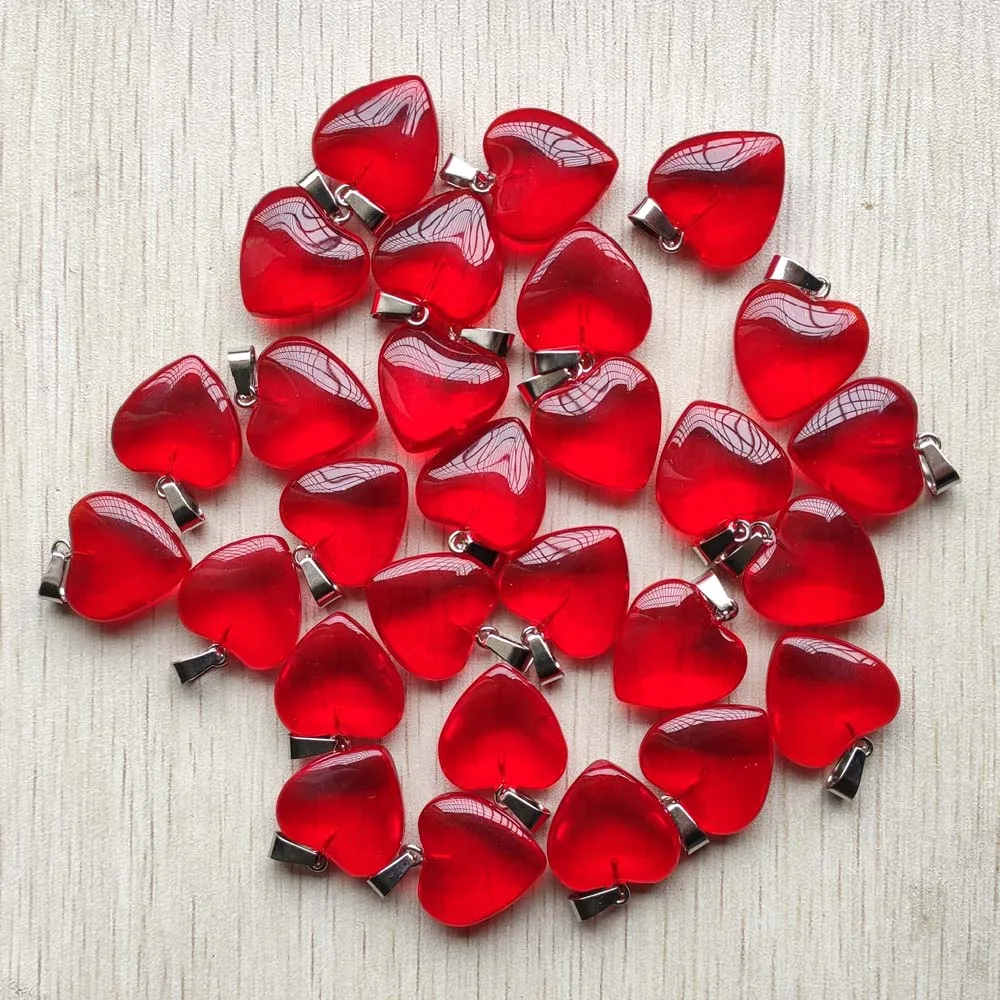 

Fashion High quality glass heart pendants charms for jewelry Accessories making free shipping Wholesale 50pcs/lot