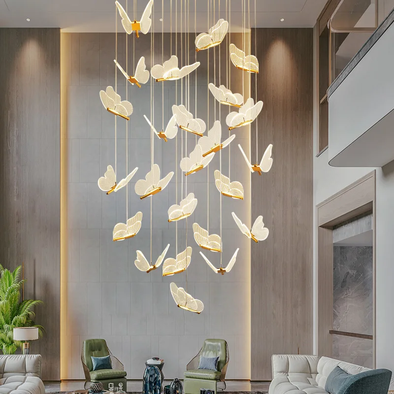 

New Butterfly LED Chandelier For Big Stair Dining Room Living Room Castle Palace Gallery Kitchen Restaurant Villa Indoor Light