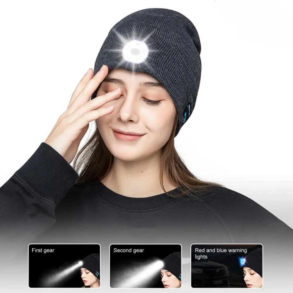 

Working Hat Adjustable Unisex Headlamp Hat Multipurpose Night Lighting Helpful Bluetooth-compatible Play Music Headlamp Hat