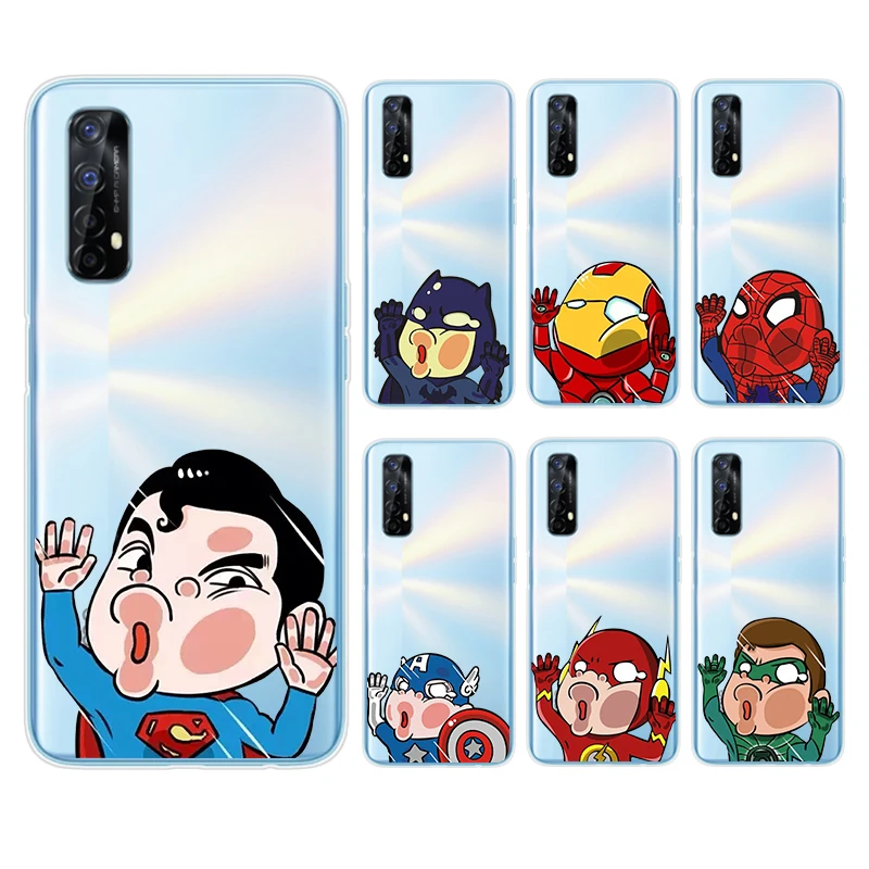 

Marvel Cartoon Heros Transparent Shell For Realme 2 3 3i 5 5S 5i 6 6i 6S 7 7i Global X7 Pro 5G Phone Case Coque