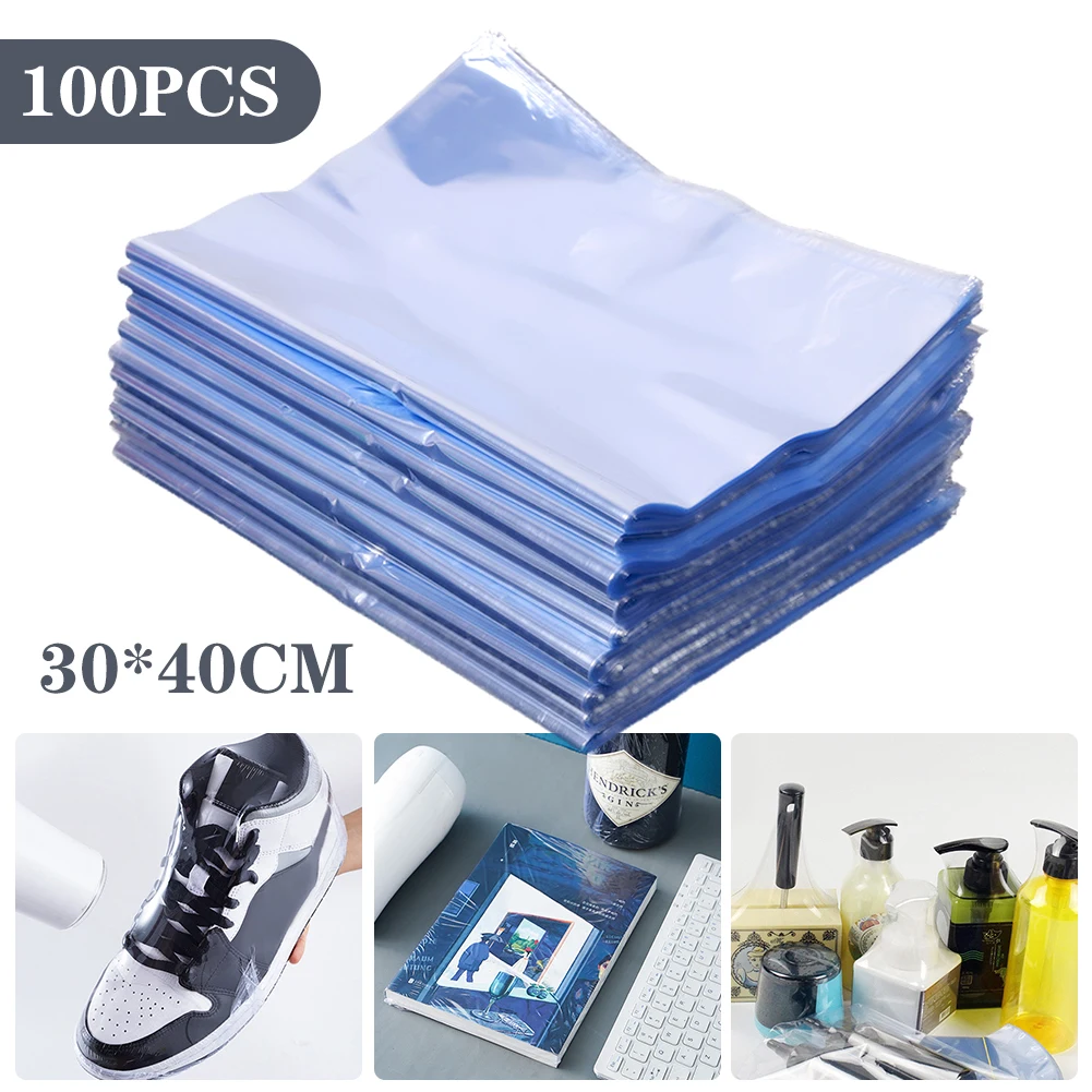 

100PCS 30cm*40cm PVC Shrink Wrap Bags Clear Heat Shrinkable For Soaps Bottles Bath Bombs Packaging Gift Baskets Film Wholesale