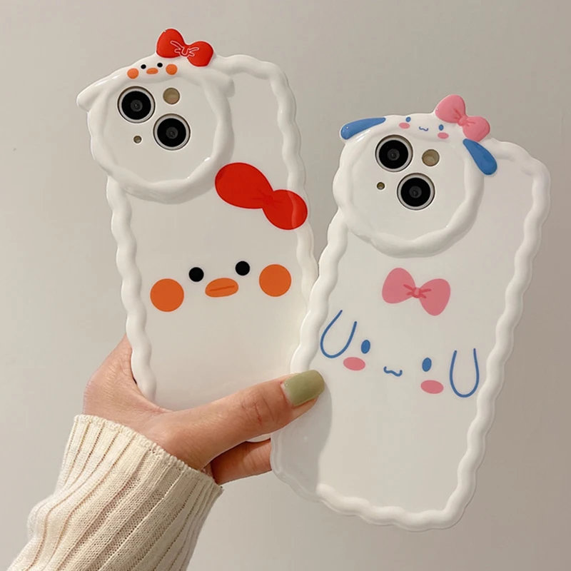 

Милый чехол для IPhone 11, 13 Pro, 14, 12 Plus, X, XS, Max, XR, мультяшный милый узор, кошка, линзы, волнистая задняя крышка для мобильного телефона, чехол, Облож...