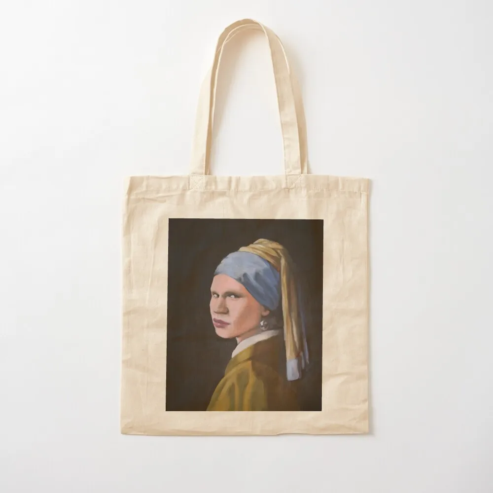 Erl with the Pearl Earring - Haaland painting by Rory Paints Tote Bag сумки для женщин Портативная сумка покупок