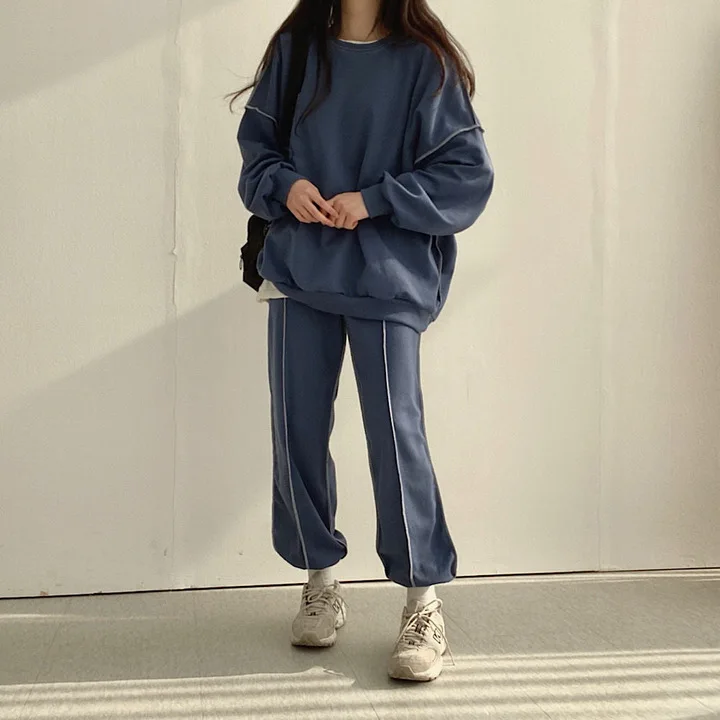 Женский костюм из двух предметов повседневная спортивная одежда 100% хлопка с