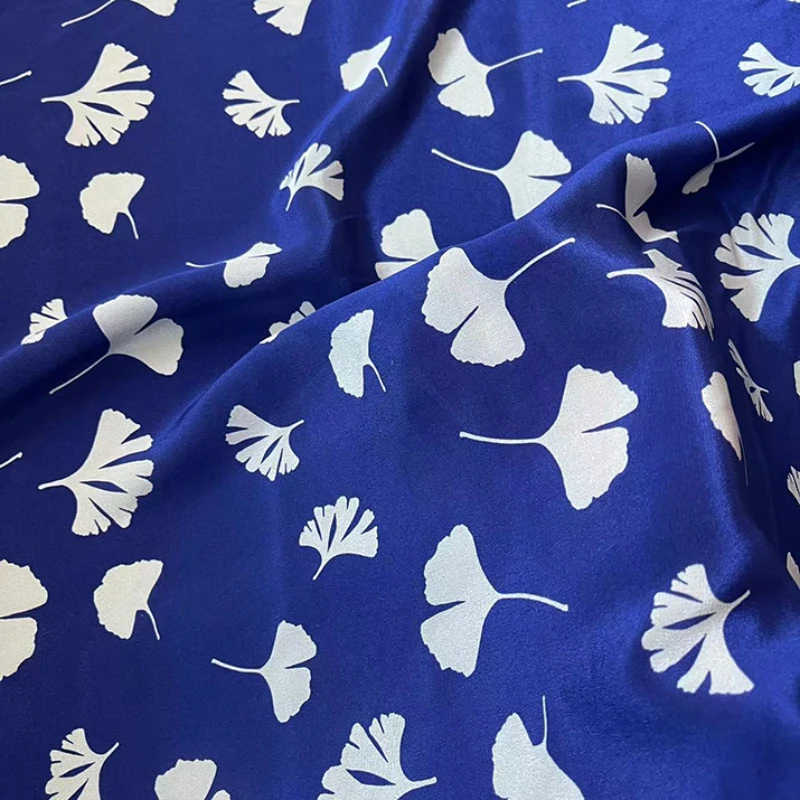 

Натуральная шелковая ткань, летняя широкая шелковая ткань из крепдешина тутового шелкопряда с рисунком листьев гинкго, модная мягкая ткань...