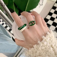 s925 silver colors ring female retro fashion geometry pattern twisted s open ring hollow out index finger ring mens rings gothic