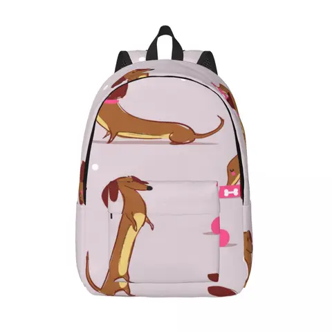 Школьный ранец, студенческий рюкзак, милый мультяшный рюкзак через плечо такса, сумка для ноутбука, школьный рюкзак