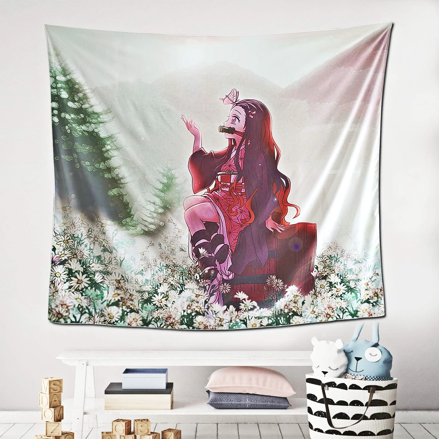 

Home Decor Demon Slayer Japanese Manga Cartoon Scene Art Tapestry Kawaii Decor Cute Room Decor Decoration Mural Tapiz Gobelin