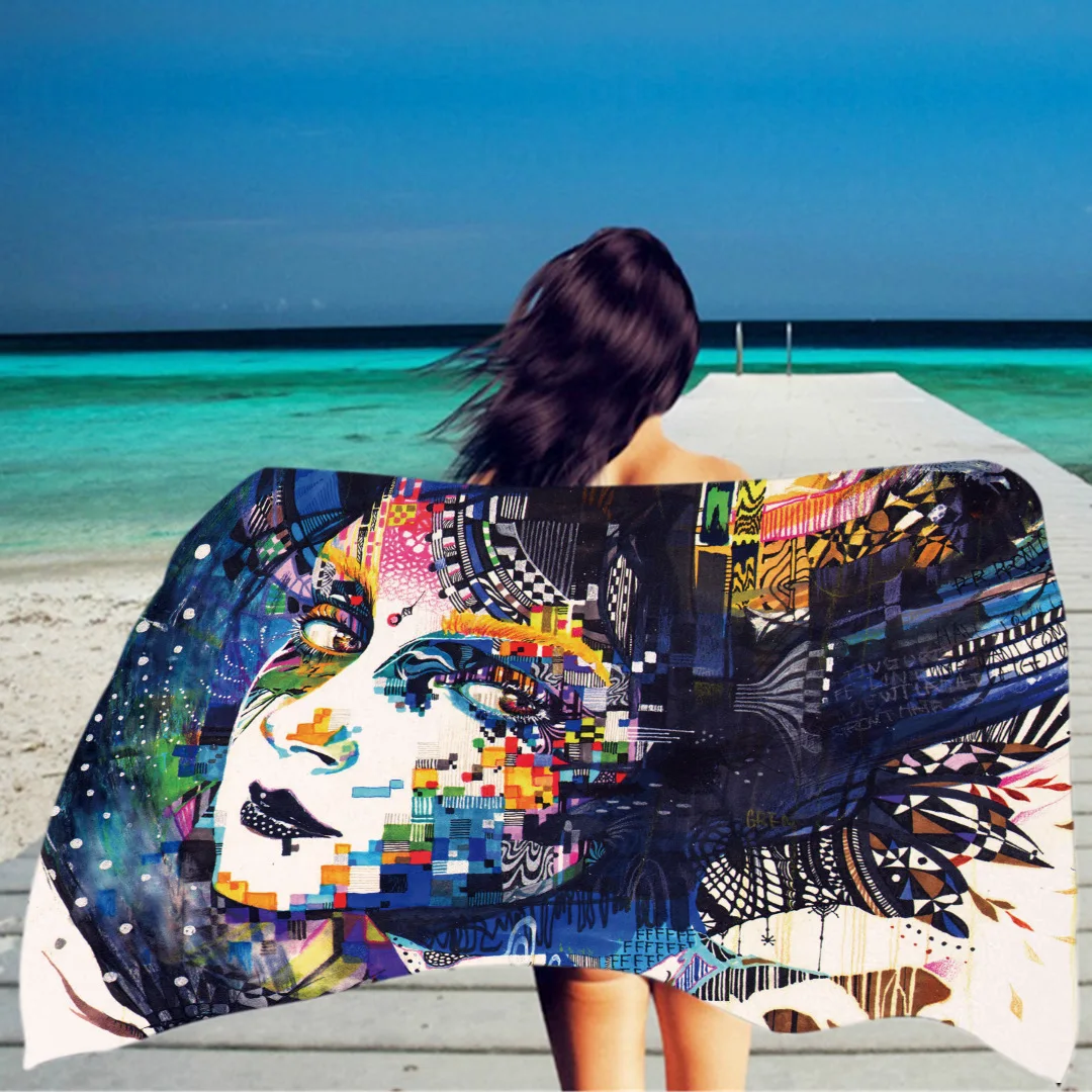 

Summer Skull Print Plants No Sand Free Quick Dry Beach Towel Surf Poncho Bath Summer Swimming Fitness Yoga Xxl Beach Towel