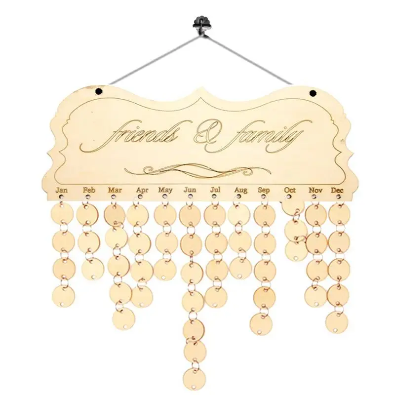 

Подвесной календарь для друзей и детей, деревянная доска с табличкой, праздничный календарь с напоминанием о дне рождения, 50 элементов, 1 наб...