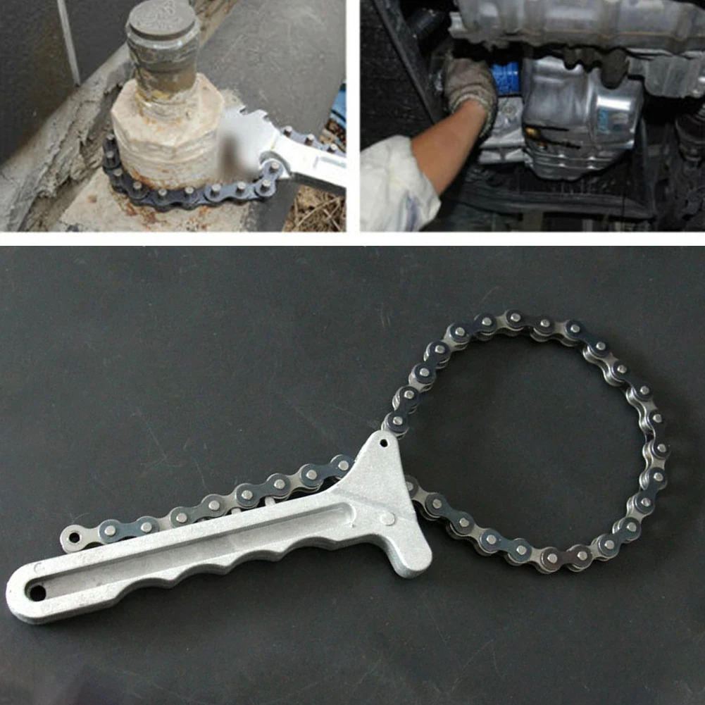 

1pcs Sliver Car Engine Grip Mechanics Oil Filter Fuel Chain Wrench Remover Removal 15cm Tool Positive Grip For Old Style General