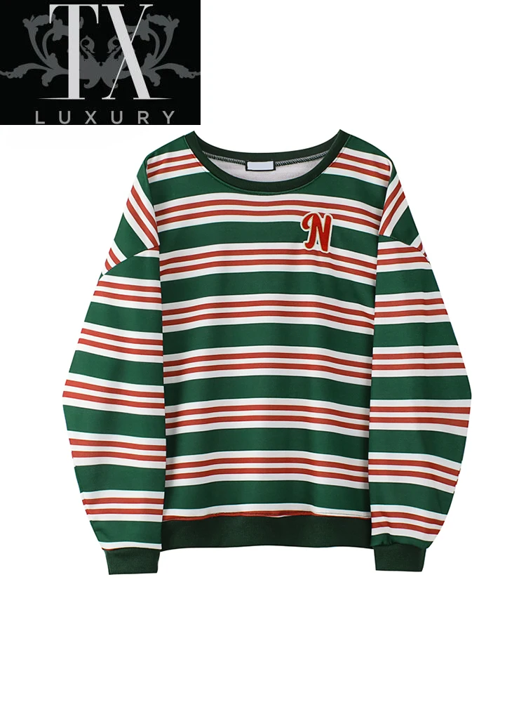 

Autumn New Hoodies Women Harajuku Fashion Stripe Cotton Hoodie Clothes Long Sleeve Loose Casual Korean Sweatshirt Tops