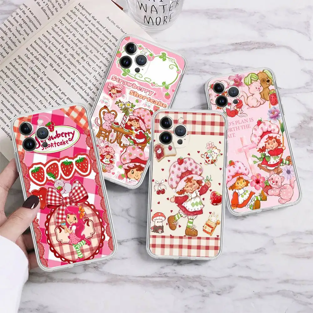 Фото Чехол для телефона S-Strawberry-shortcake Girl для iPhone 17 16 15 14 13 12 11 Pro Max Plus, высококачественный силиконовый. №1