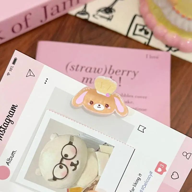 Фото Заколка для волос Sanrio Q Version, двусторонняя, акриловая, с мультяшными персонажами Sugarbunnies, мини-заколка для челки, украшение для прически, подарок №3