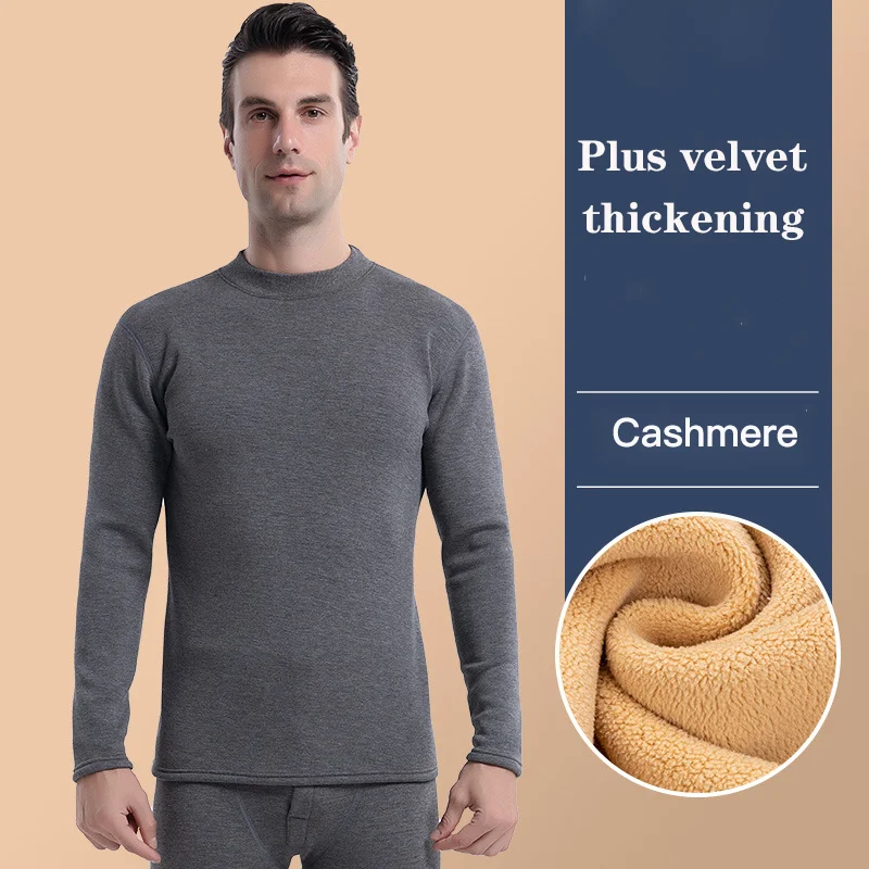 

For Pants Underwear Thickening Thermal Cotton Winter Velvet Plus Sets Wool Warm Men Men Pure Lamb Underwear Thermal Set