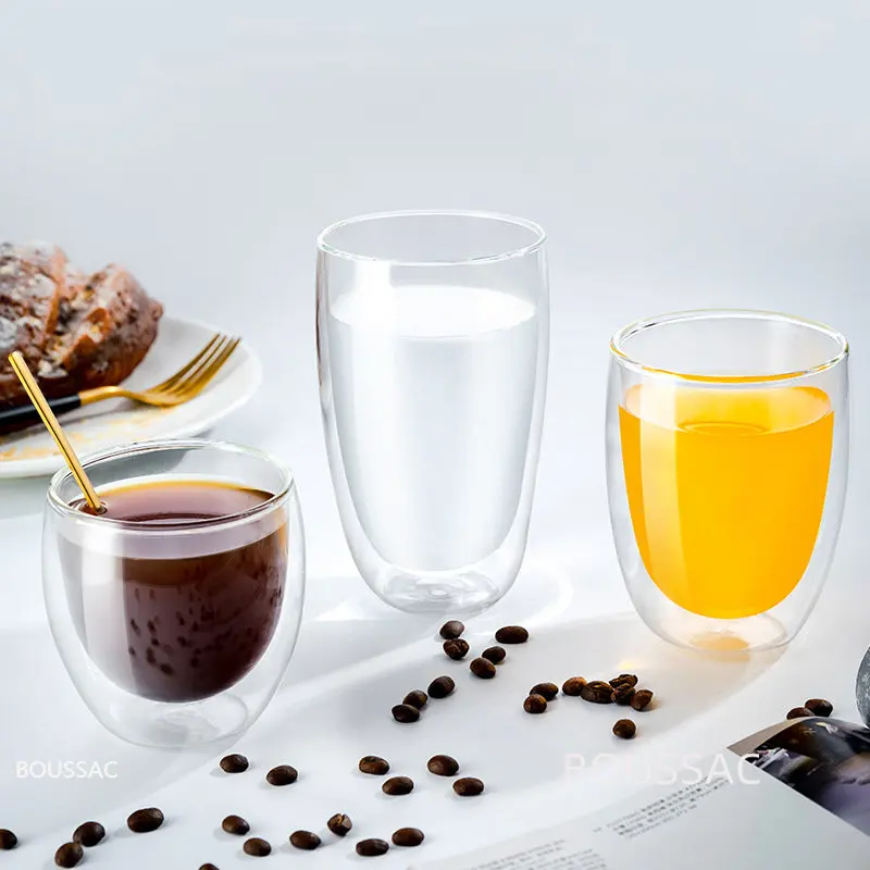 

Double-layer Insulated Glass Cup Set Transparent Thickening Anti-scalding Coffee Tea Cup Home Living Room Simple Drinking Cup