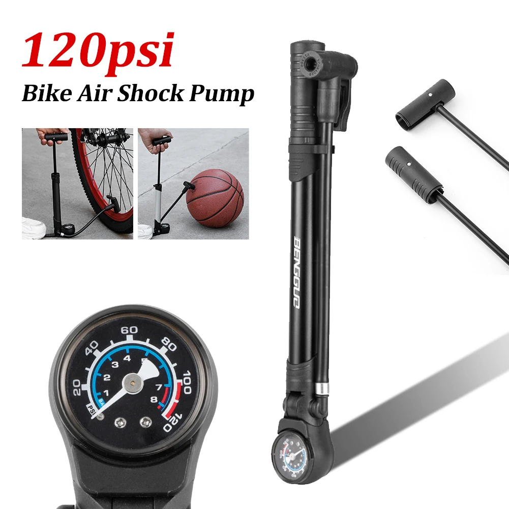 

Portable Bike Pump Foldable 120PSI High-Pressure Inflator with Gauge Manual Floor Pump for Presta & Schrader MTB Road Bike Tool