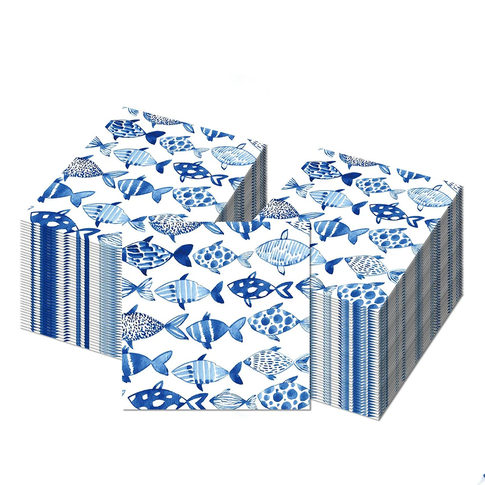 

Одноразовые бумажные салфетки с рыбками для детского праздника