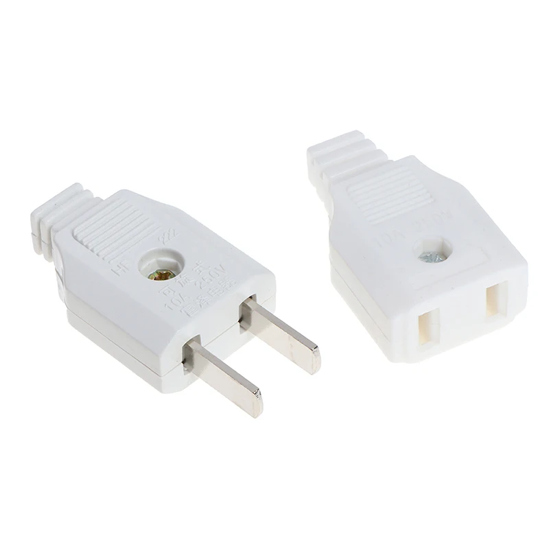 

US 2 Flat Pin AC Electric Power Male Plug Female Socket Outlet Adapter Wire