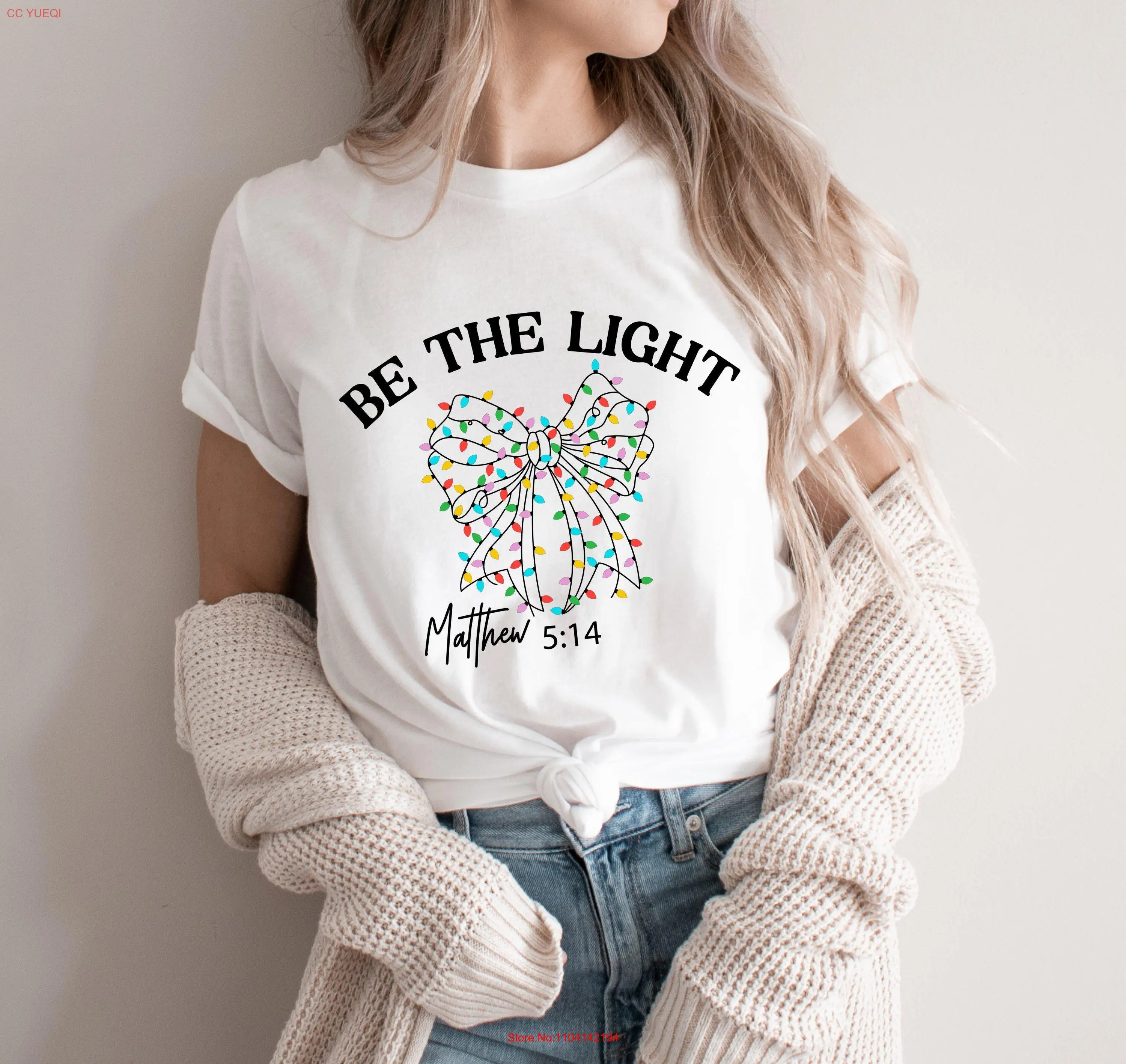 Христианская футболка Be The Light Mathew 5 14 христианская с солнечными лужками и