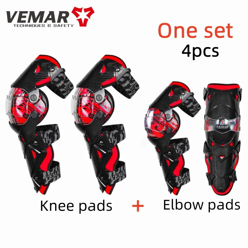 4 Pcs 1 Set VEMAR E-18+E-18H Motorcycle Knee Pads/Elbow Pads Motocross Protective Gears Anti-fall Moto Protectors Guards