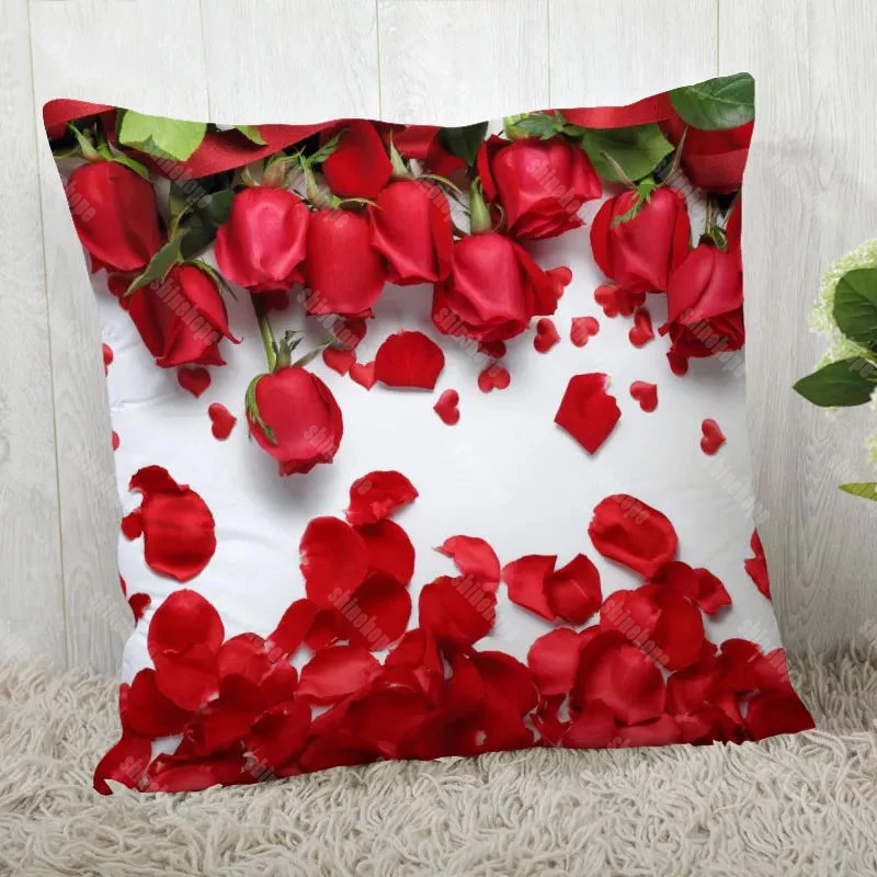 

Flowers Red Rose Pillow Cover Customize Pillow Case Modern Home Decorative Pillowcase For Living Room 45X45cm,40X40cm A2020.4.29