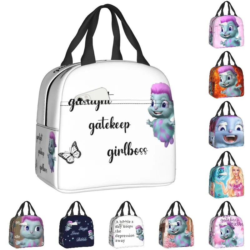 

Bibble Says Gaslight Insulated Lunch Tote Bag for Women Cartoon Fantasy Girlboss Resuable Cooler Thermal Food Lunch Box