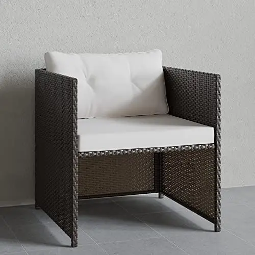 

Мебель из ротанга-уличная мебель для смешивания и сочетания, только стол, коричневый Ротанг/серая древесина, 29,5 дюйма Д x 17,75 дюйма Ш x 15,75 дюйма в