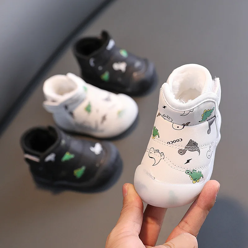 

2022 защищенные от холода ботинки для малышей с принтом детства ботинки для новорожденных зимние детские ботинки с мультяшным динозавром ф...