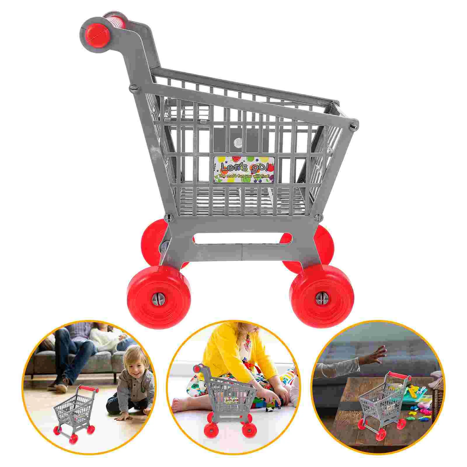 

Cart Shopping Kidsmini For Grocery Trolley Simulation Toddler Storage Playing Rack Store S Simulated Wheels Supermarket