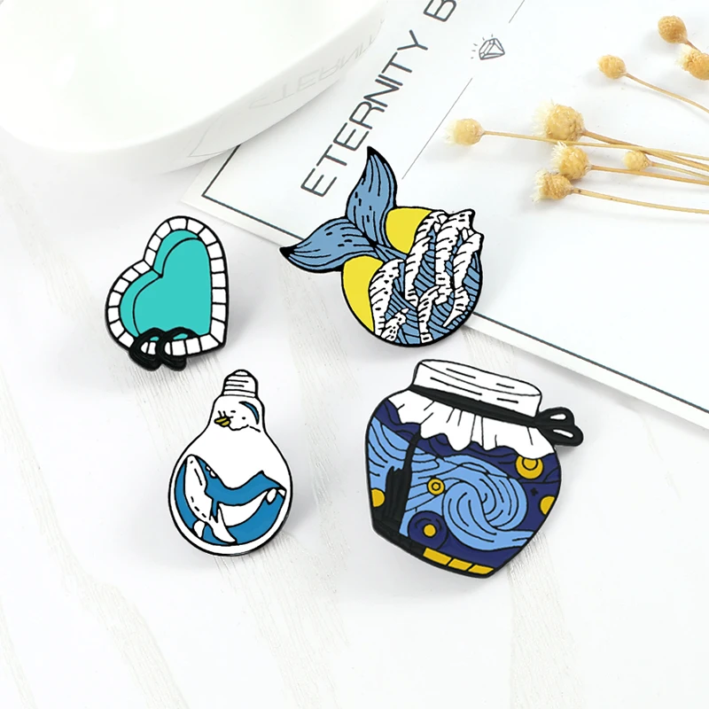 3~7pcs/set Cartoon Cat Brooch Astronaut Potted Plant Hand Horse Basketball Enamel Pins Lapel Badges Animal Jewelry Gift for Kids images - 6
