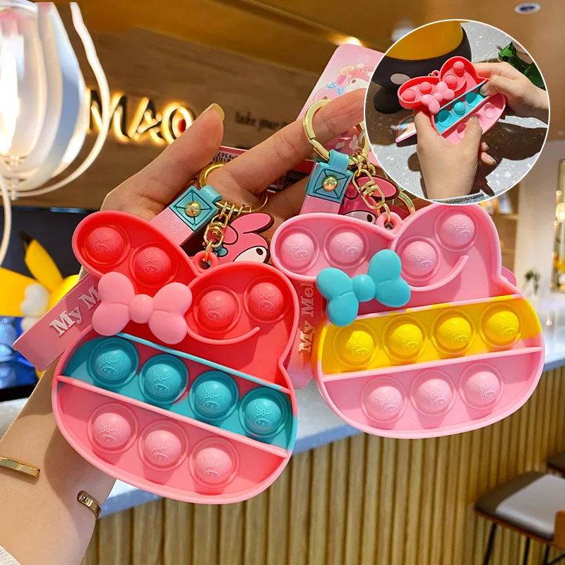 

Sanrio Melody Figure Model Fidget Educational Toy Keychain Hand Rope Buckle Silicone Keychain Schoolbag Pendant Toy Gift
