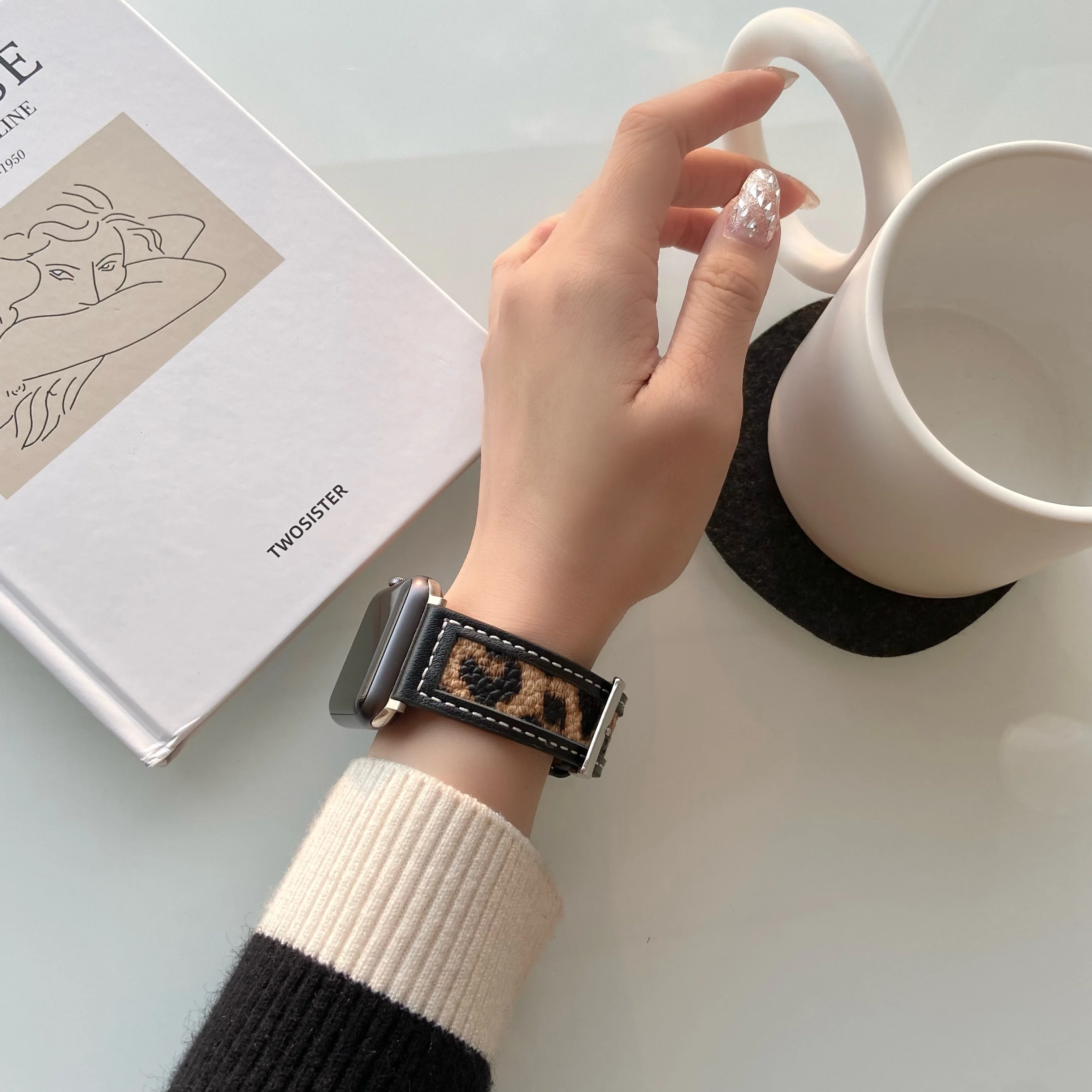 Удобный мягкий кожаный ремешок 44 мм 40 для Apple Watch Sport Band SE1 2 3 38/42 iwatch с двойной