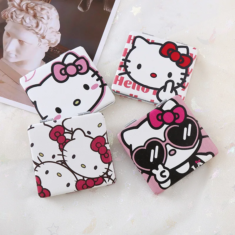 Кавайное зеркало портативное маленькое Hello Kitty Sanrio складное двустороннее узор