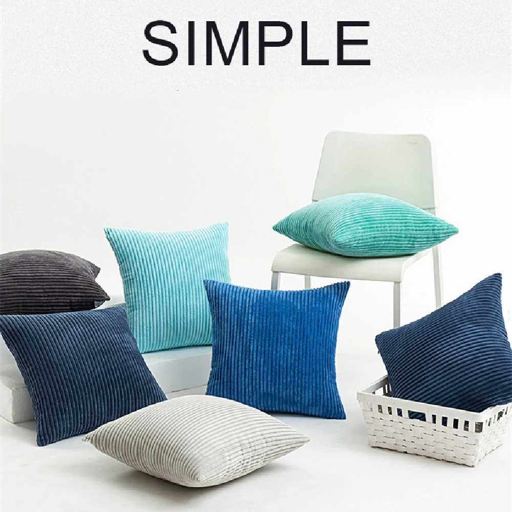 

2023 Soft Corduroy Cushion Cover Solid Striped Throw Pillow Covers Decorative Pillow Case for Sofa Bed Living Room Decoration