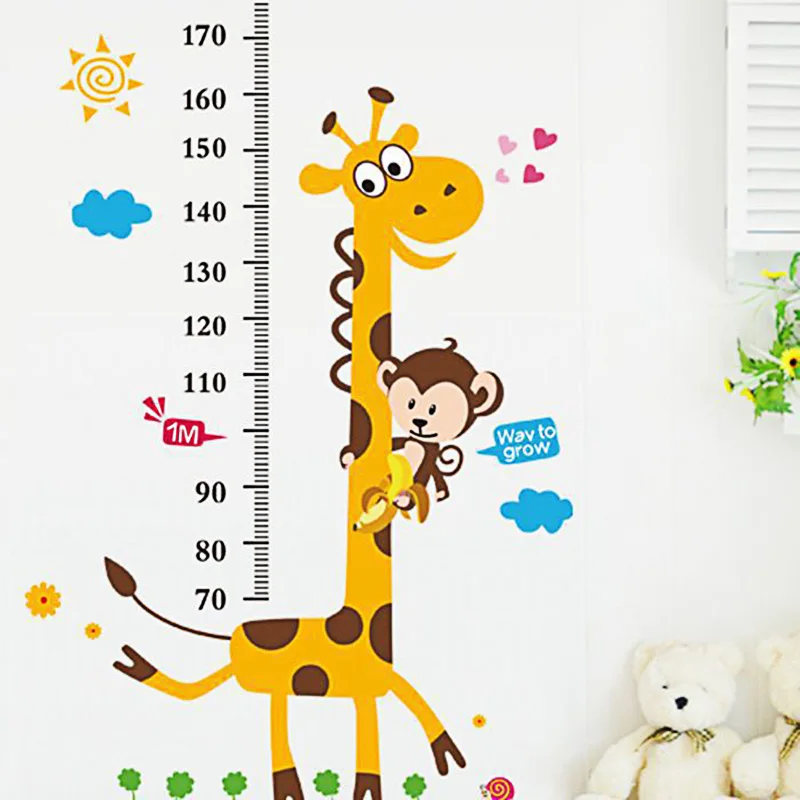 

Height Measure Wall Stickers Animal Cartoon PVC Wall Decals for Living Room Kids Bedroom Home Wall Decoration Wallpapers