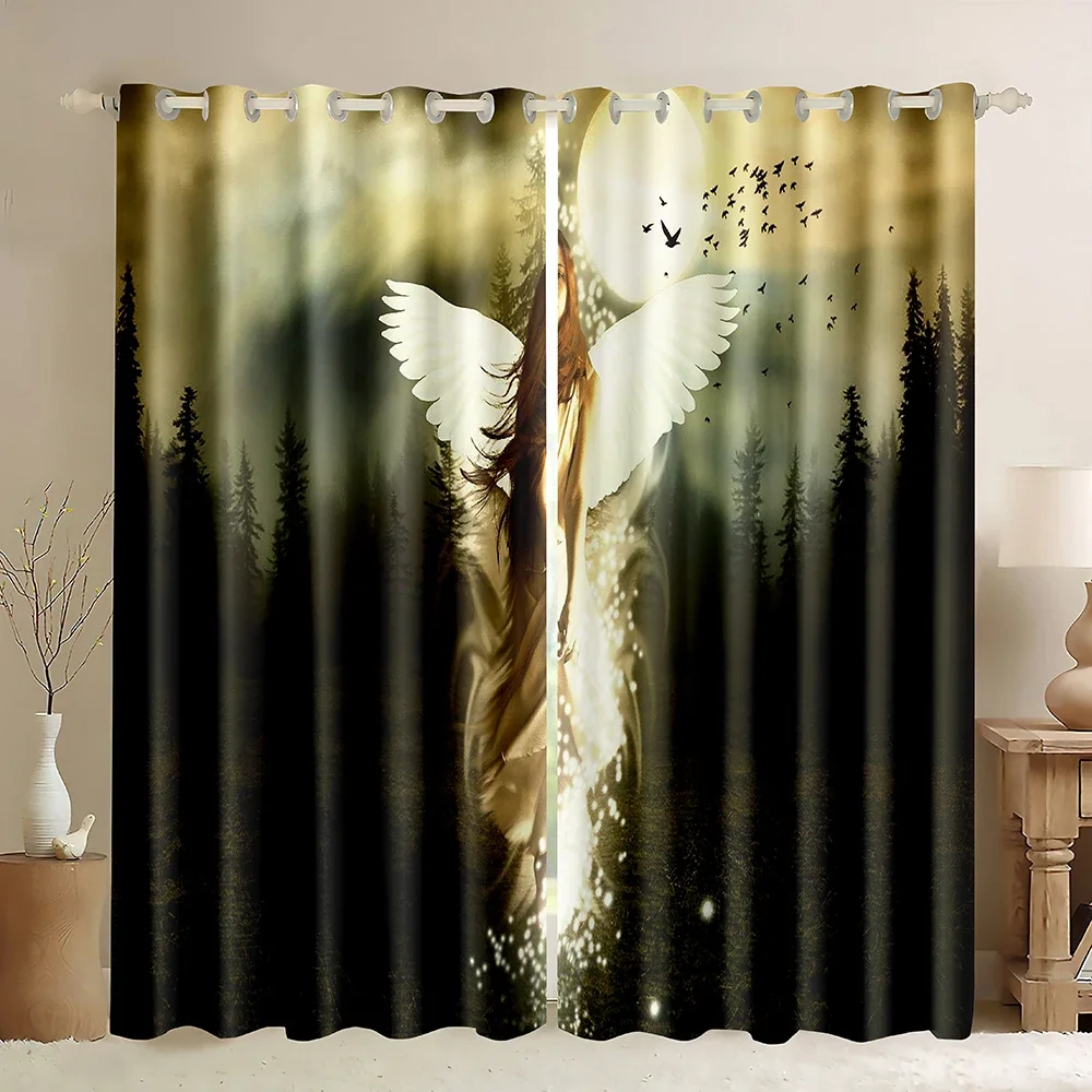 Ангел оконные шторы небо винтажная картина маслом стиль облако ангельский